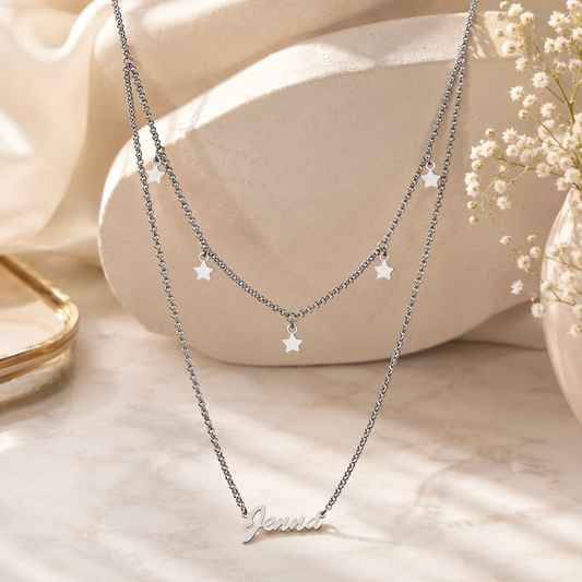 Personalized Layered Star Name Necklace