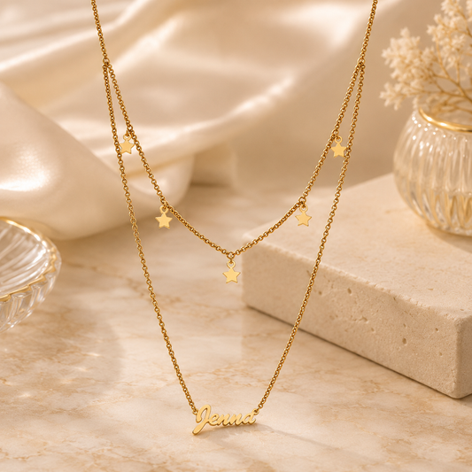 Personalized Layered Star Name Necklace