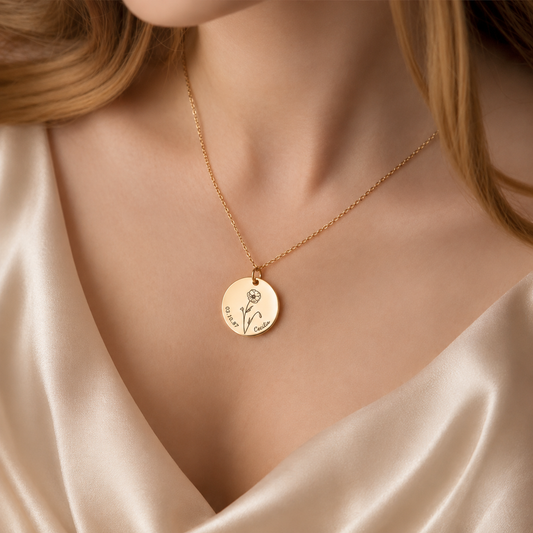Personalized Birth Flower Necklace