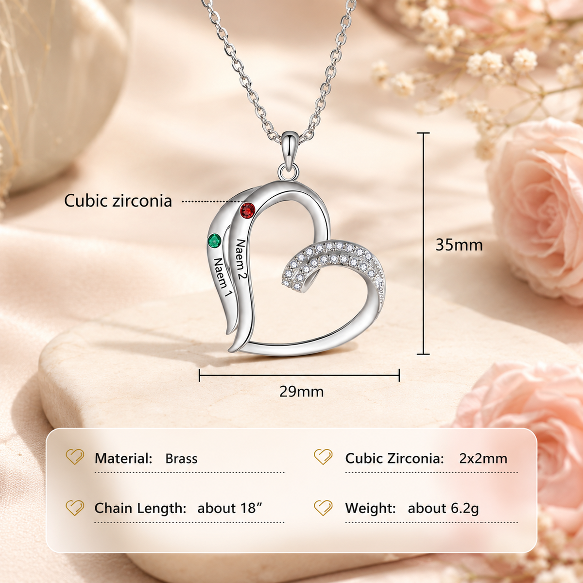 Personalized Family Heart Necklace
