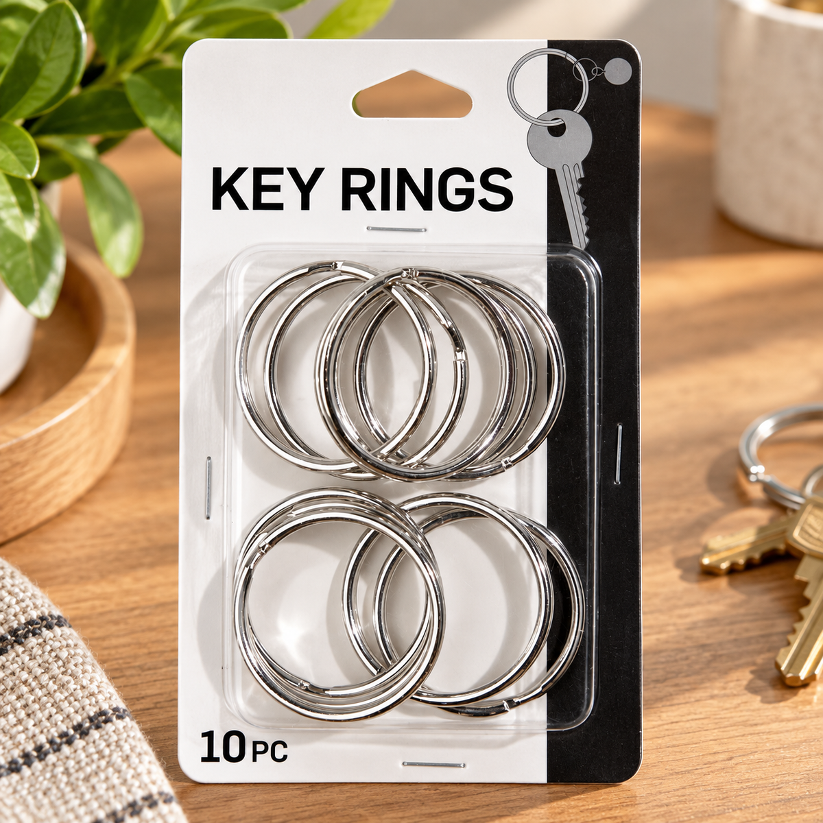 Silver Split Key Rings 10-Pack