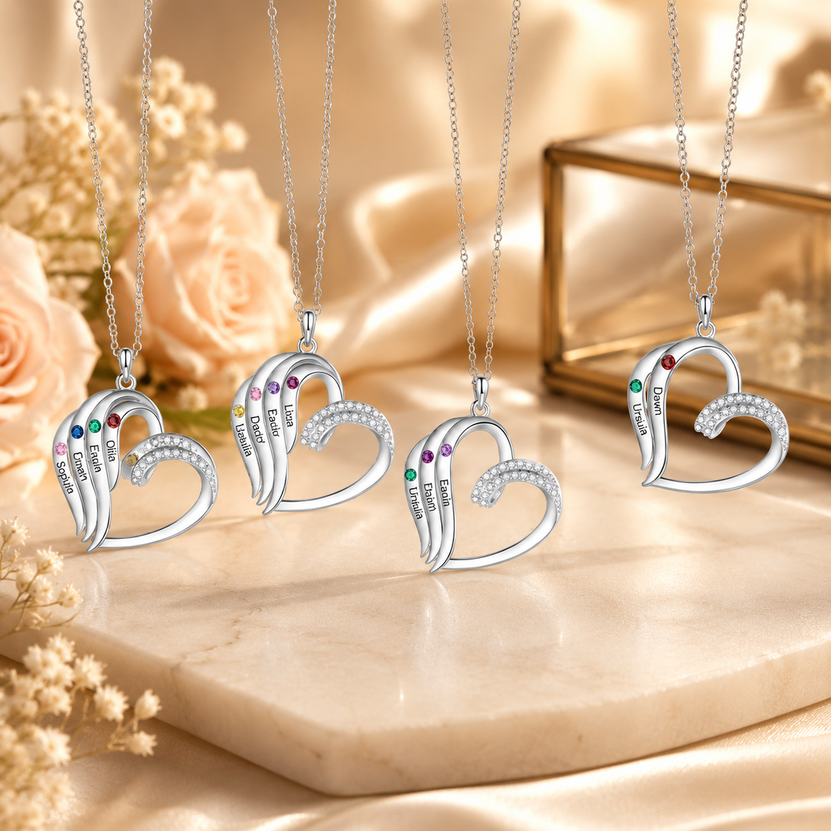 Personalized Family Heart Necklace