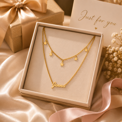 Personalized Layered Star Name Necklace