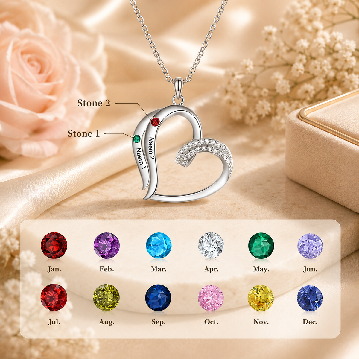 Personalized Family Heart Necklace