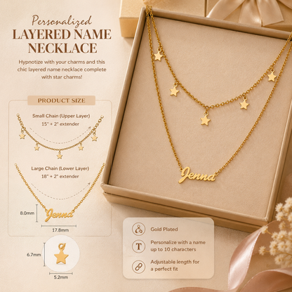 Personalized Layered Star Name Necklace
