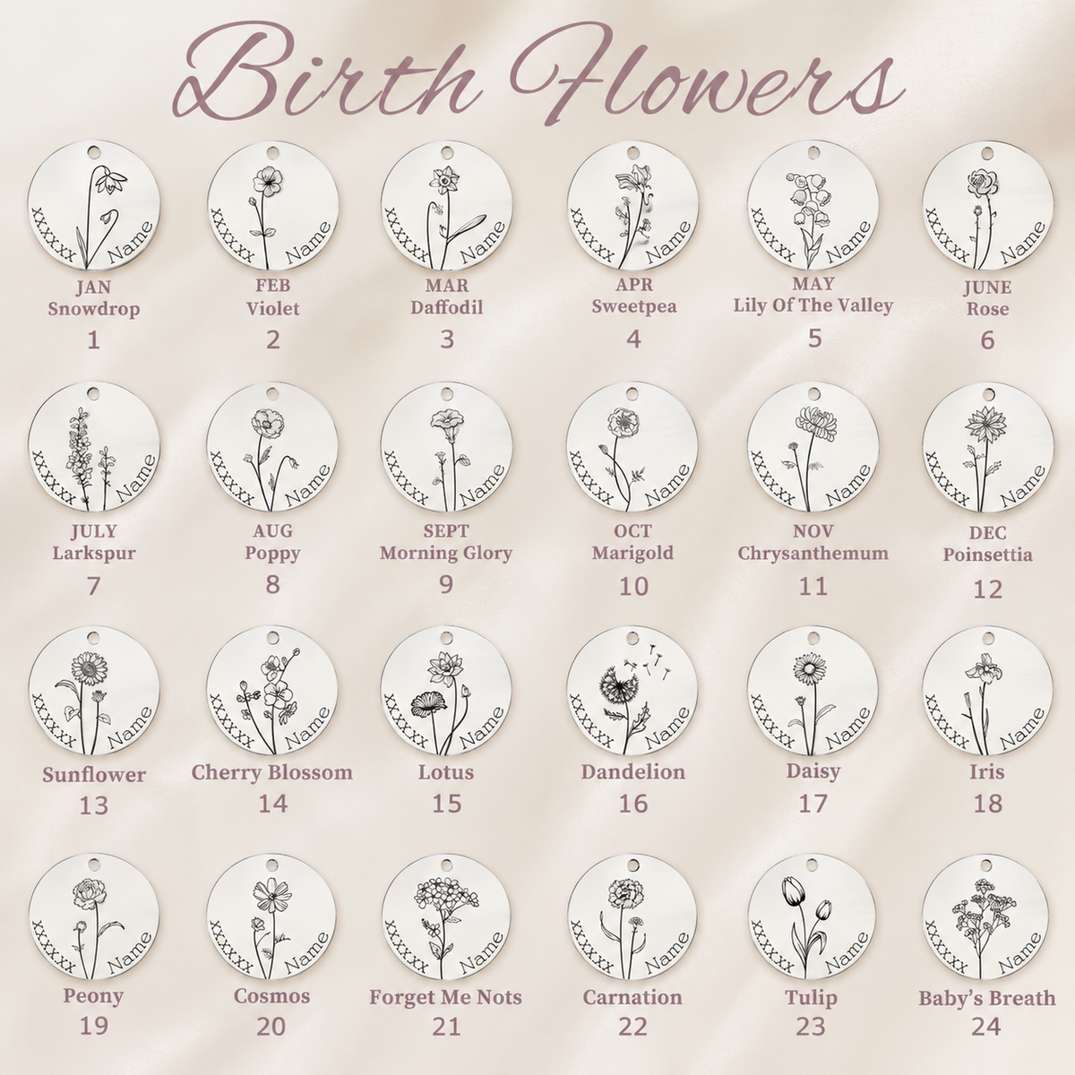 Personalized Birth Flower Necklace