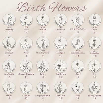 Personalized Birth Flower Necklace