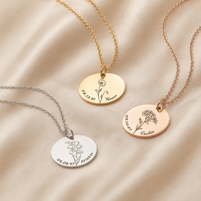 Personalized Birth Flower Necklace